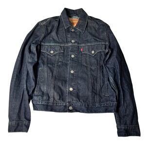 Levis 70516 Slim Trucker Denim Jacket Mens Medium Dark Wash Indigo Blue Cotton